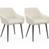 Chaises de salle à manger en velours côtelé beige et pieds en métal