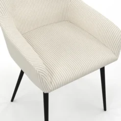 Chaises de salle à manger en velours côtelé beige et pieds en métal