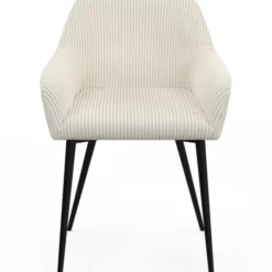 Chaises de salle à manger en velours côtelé beige et pieds en métal