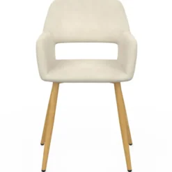 Chaises de salle à manger, fauteuils de table en velours beige