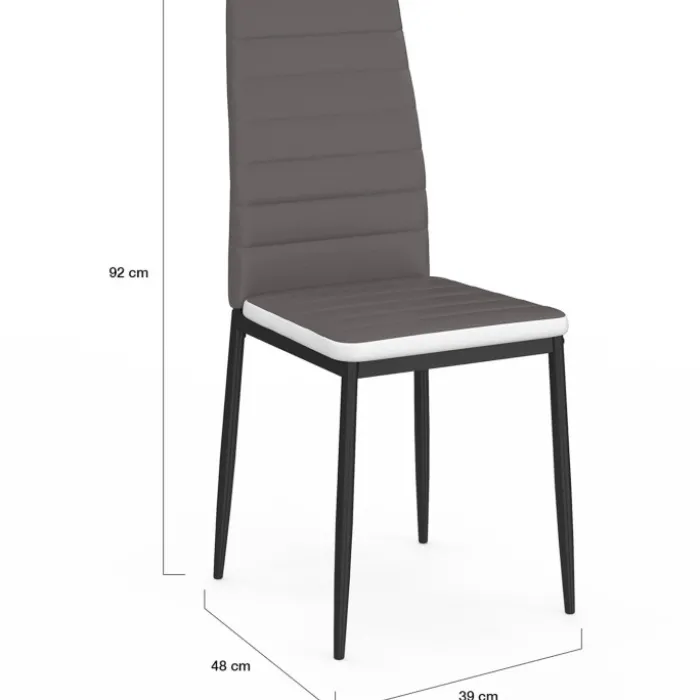 Chaises de salle à manger grises et blanches ROMANE