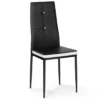 Chaises de salle à manger noires et blanches avec strass