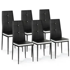 Chaises de salle à manger noires et blanches avec strass
