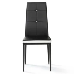 Chaises de salle à manger noires et blanches avec strass