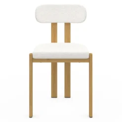Chaises de salle à manger tissu bouclette et pieds en métal effet bois