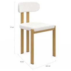 Chaises de salle à manger tissu bouclette et pieds en métal effet bois