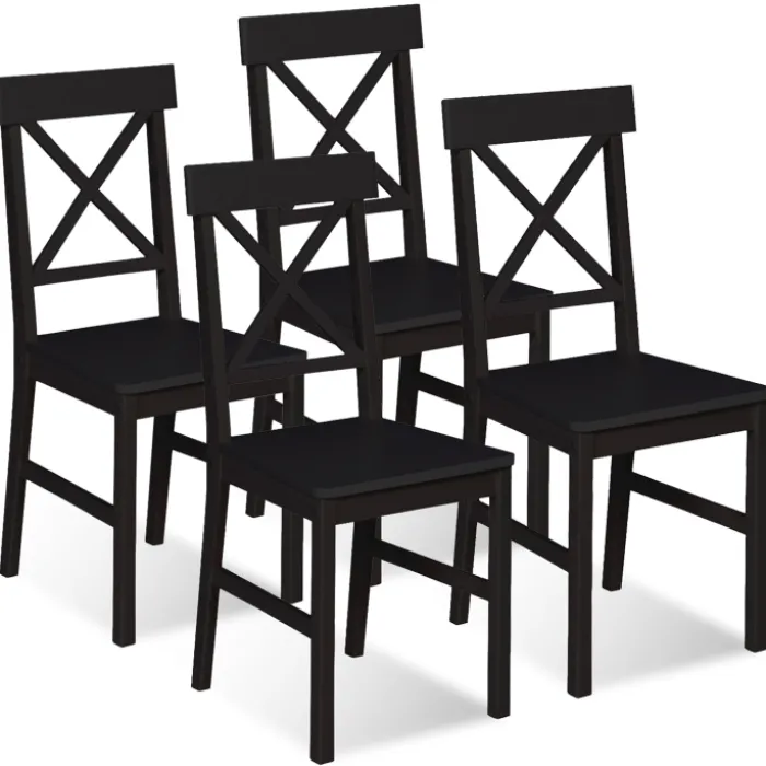 Chaises en bois noir lot de 4
