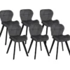6 Chaises en velours gris foncé