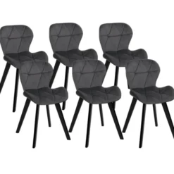 6 Chaises en velours gris foncé