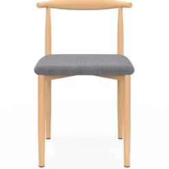6 chaises imitation bois et tissu gris clair