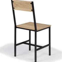 Chaises industrielles bois et métal : lot de 4
