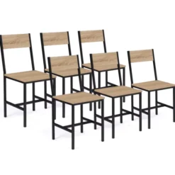 Chaises industrielles en métal noir et bois