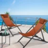 Chaises longues terracotta pliables