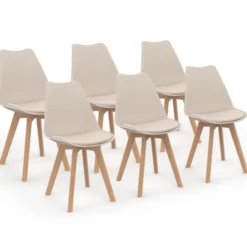 6 chaises scandinaves beiges