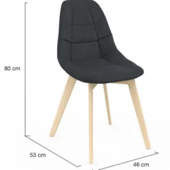 Chaises scandinaves grises pieds en bois