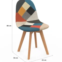 Chaises scandinaves mix color blanc, gris clair et patchworks