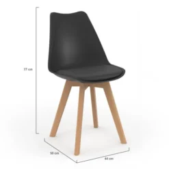 Chaises scandinaves noires avec coussin