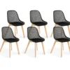 Chaises scandinaves noires x6 avec dossier ajouré