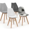 Chaises scandinaves patchworks noirs, gris et blancs