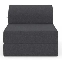 Chauffeuse convertible 1 place en tissu gris anthracite