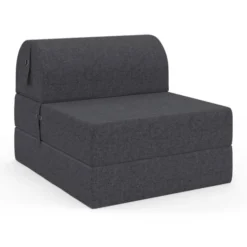 Chauffeuse convertible 1 place en tissu gris anthracite