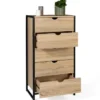 Chiffonnier industriel bois et métal 5 tiroirs