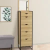 Chiffonnier industriel 40cm 5 tiroirs meuble d'entrée avec miroir