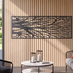 Claustra extérieur métal gris motif arbre
