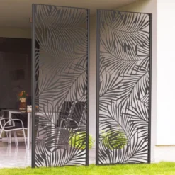 Claustra extérieur métal gris motif palmier