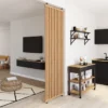 Cloison de séparation claustra 250 x 80 cm en tasseaux de bois coloris chêne