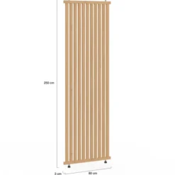 Cloison de séparation claustra 250 x 80 cm en tasseaux de bois coloris chêne