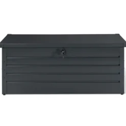 Coffre de jardin verrouillable en métal gris anthracite 600 L
