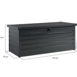 Coffre de jardin verrouillable en métal gris anthracite 600 L