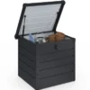 Coffre de jardin verrouillable en métal gris anthracite 200 L