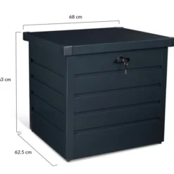 Coffre de jardin verrouillable en métal gris anthracite 200 L