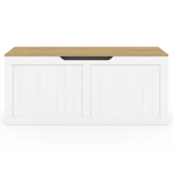 Coffre de rangement bois et blanc