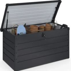 Coffre de rangement extérieur étanche en métal gris 350 L