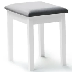 Coiffeuse blanche avec miroir et tabouret