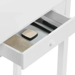 Coiffeuse blanche avec miroir et tabouret