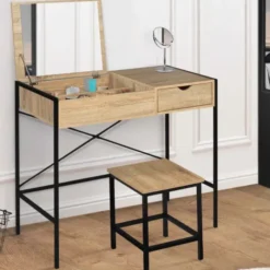 Coiffeuse industrielle avec miroir rabattable