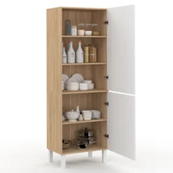 Colonne de cuisine hêtre et blanc
