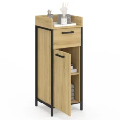 Colonne de rangement d'appoint salle de bain design industriel 1 tiroir 1 placard