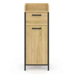 Colonne de rangement d'appoint salle de bain design industriel 1 tiroir 1 placard