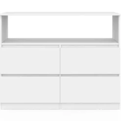 Commode avec 4 tiroirs bois blanc 100 cm avec niche