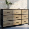 Commode avec 9 tiroirs en tissu