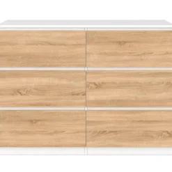 Commode blanc et bois 6 tiroirs