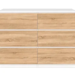 Commode blanc et bois 6 tiroirs