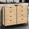Commode blanc et bois 8 tiroirs au design industriel