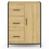 Commode de rangement salle de bain design industriel 3 tiroirs 1 placard