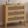 Commode en bois 3 tiroirs cannage 80 cm